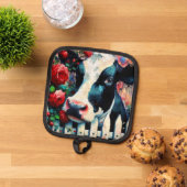 Holstein Koe Picket Fence Red Roses Zwart Rood Pannenlap (Top down)