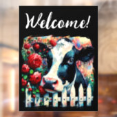 Holstein Koe Picket Fence Red Roses Zwart Rood Raamsticker (Vel 2)