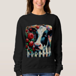 Holstein Koe Picket Fence Red Roses Zwart Rood Trui