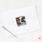 Holstein Koe Picket Fence Red Roses Zwart Rood Vierkante Sticker (Envelop)