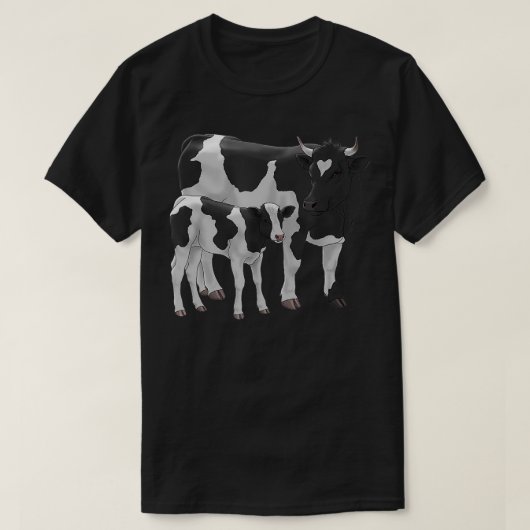 Holstein Koe Schattige kalf veehouder cadeau T-shirt (Design voorkant)