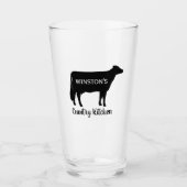 Holstein Koe Silhouet gepersonaliseerd Country Boe Glas (Voorkant)