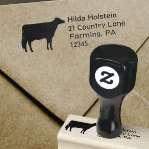 Holstein Koe Silhouette Aangepast retouradres Rubberstempel