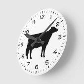 Holstein Koe Silhouette Black en White Ronde Klok (Hoek)