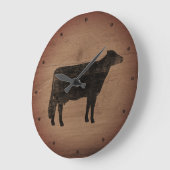 Holstein Koe Silhouette Faux Weathered Wood Rustic Grote Klok (Hoek)