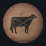 Holstein Koe Silhouette Faux Weathered Wood Rustic Grote Klok<br><div class="desc">Decoratieve Farmhouse Wall Clock. Dit land koe muurklok is leuk voor thuis of voor kantoor. Een perfecte decoratieve klok voor een keuken in een land. Kijk naar Jenn's Doodle World voor nog meer boerderij dierensilhouettes home decor en Holstein koe minnaar cadeautjes.</div>