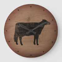 Holstein Koe Silhouette Faux Weathered Wood Rustic