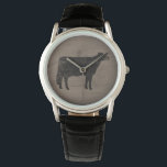 Holstein Koe Silhouette Horloge<br><div class="desc">Dit originele Holstein koe silhouet polshorloge is verkrijgbaar in diverse stijlen voor mannen,  vrouwen en kinderen. Een coole mode accessoire dat een geweldig cadeau is voor koe liefhebbers. Faux verweerde houten stijl. Bezoek Jenn’s Doodle World voor nog veel meer stijlvolle horloges voor dierenvrienden.</div>