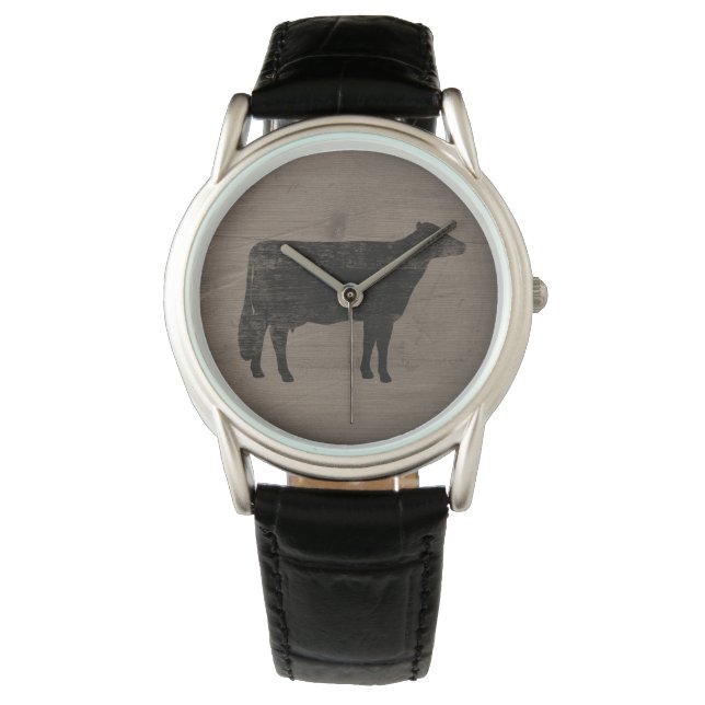 Holstein Koe Silhouette Horloge (Voorkant)