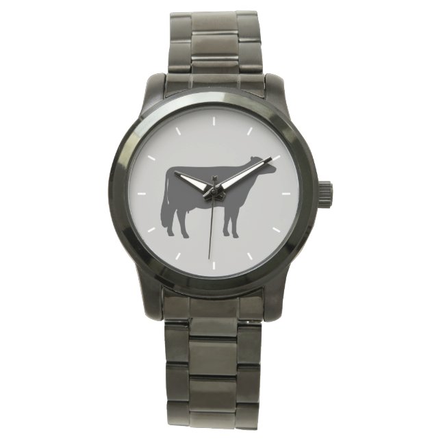 Holstein Koe Silhouette Horloge (Voorkant)