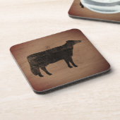 Holstein Koe Silhouette Rustic Style Bier Onderzetter (Linkerzijde)