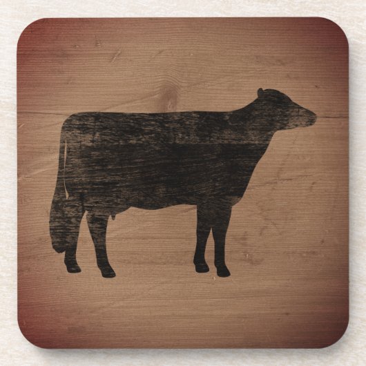 Holstein Koe Silhouette Rustic Style Bier Onderzetter (Voorkant)