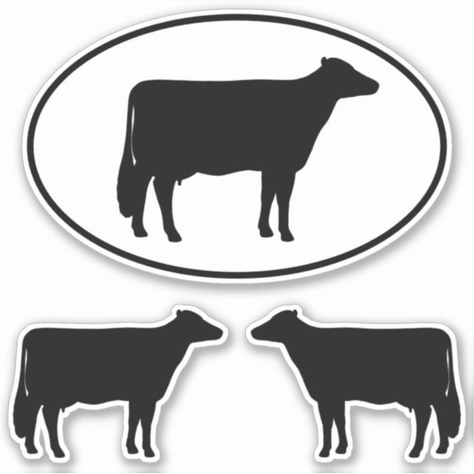 Holstein Koe Silhouettes Vinyl Sticker Set (Voorkant)