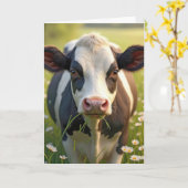 Holstein Koe Verjaardag Humor Kaart (Gele Bloem)