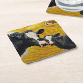 Holstein Koeien en Old Wood Barn Kartonnen Onderzetters (Schuin)