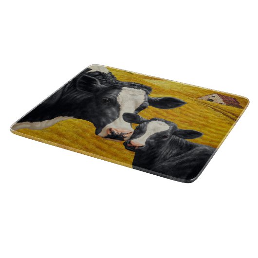 Holstein Koeien en Old Wood Barn Snijplank (Hoek)