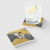 Holstein Koeien en Old Wood Barn Stenen Onderzetter (Zijkant)