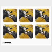 Holstein Koeien en Old Wood Barn Vierkante Sticker (Vel)