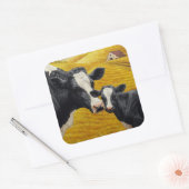 Holstein Koeien en Old Wood Barn Vierkante Sticker (Envelop)