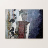 Holstein Koeien in Snowy Barnyard: Oorspronkelijk  Legpuzzel (Horizontaal)