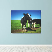 Holstein-koeien op een gebied canvas afdruk (Insitu (Houten vloer))