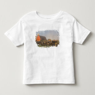 Holstein melkkoeien buiten een schuur bij zonsopga kinder shirts