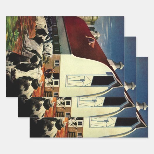  Holstein Milk Koeien op Zuivel Boerderij Business Inpakpapier Vel (Set)