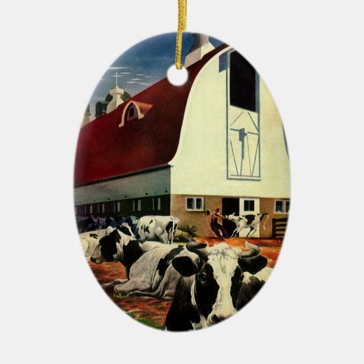  Holstein Milk Koeien op Zuivel Boerderij Business Keramisch Ornament (Voorkant)