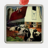  Holstein Milk Koeien op Zuivel Boerderij Business Metalen Ornament (Voorkant)