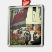  Holstein Milk Koeien op Zuivel Boerderij Business Metalen Ornament (Links)