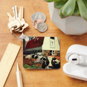  Holstein Milk Koeien op Zuivel Boerderij Business Sleutelhanger