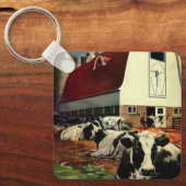 Holstein Milk Koeien op Zuivel Boerderij Business Sleutelhanger (Voorkant)