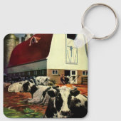 Holstein Milk Koeien op Zuivel Boerderij Business Sleutelhanger (Achterkant)