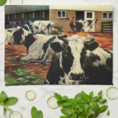  Holstein Milk Koeien op Zuivel Boerderij Business Theedoek (Gevouwen)