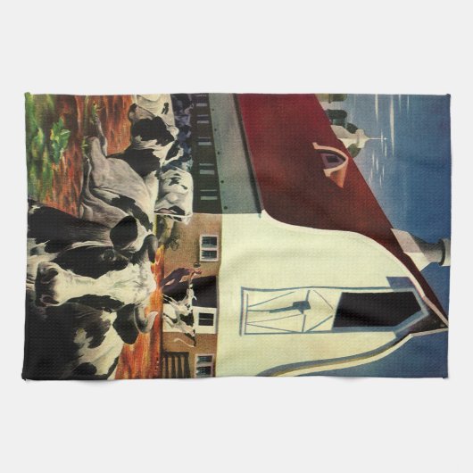  Holstein Milk Koeien op Zuivel Boerderij Business Theedoek (Horizontaal)