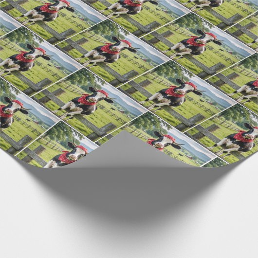 Holstein op een Boerderijen hek Cadeaupapier (Hoek)