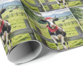 Holstein op een boerderijhek cadeaupapier (Rol Hoek)