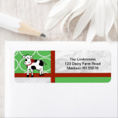 Holstein Vakantie Kerstmis Koe Cartoon Etiket (Insitu)