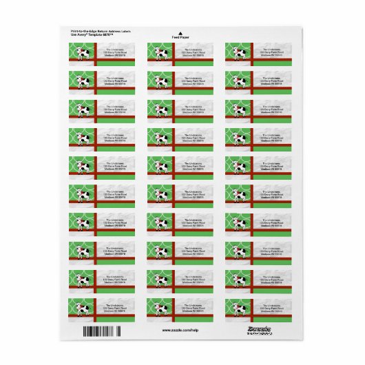 Holstein Vakantie Kerstmis Koe Cartoon Etiket (Full Sheet)