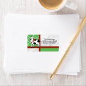 Holstein Vakantie Schattige Kerst Koe Cartoon Cust Etiket (Insitu)