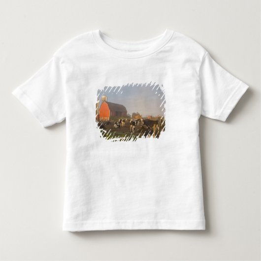 Holstein zuivelkoeien buiten een schuur bij zonsop kinder shirts (Voorkant)