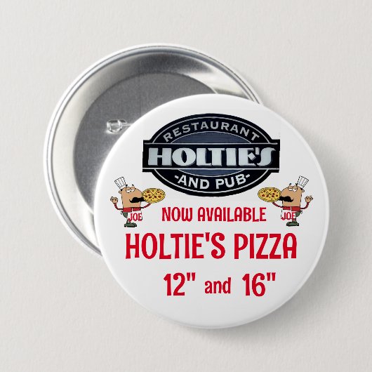 HOLTIES PIZZA RONDE BUTTON 7,6 CM (Voorkant /achterkant)