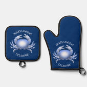 Holts Landing Blue Crab Ovenwant & Pannenlap Set (Voorkant)