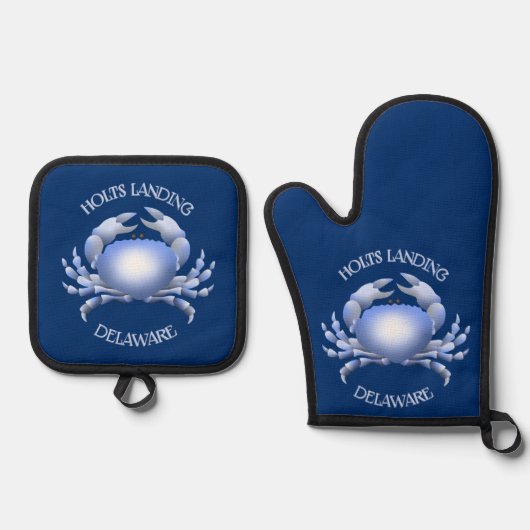 Holts Landing Blue Crab Ovenwant & Pannenlap Set (Voorkant)