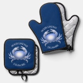 Holts Landing Blue Crab Ovenwant & Pannenlap Set (Voorkant / Achterkant)