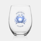 Holts Landing Blue Crab Wijnglas Zonder Voet (Voorkant)