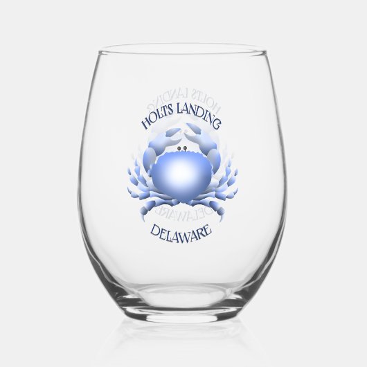 Holts Landing Blue Crab Wijnglas Zonder Voet (Voorkant)