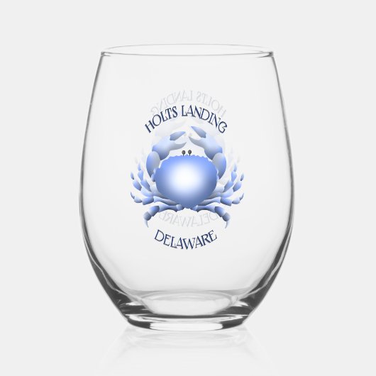 Holts Landing Blue Crab Wijnglas Zonder Voet (Achterkant)