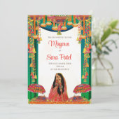 Holud uitnodiging als Mayoun uitnodigingen & Pithi (Staand voorkant)