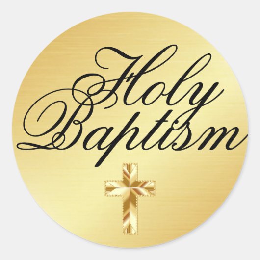 Holy Baptism gouden Sticker met gouden kruis (Voorkant)